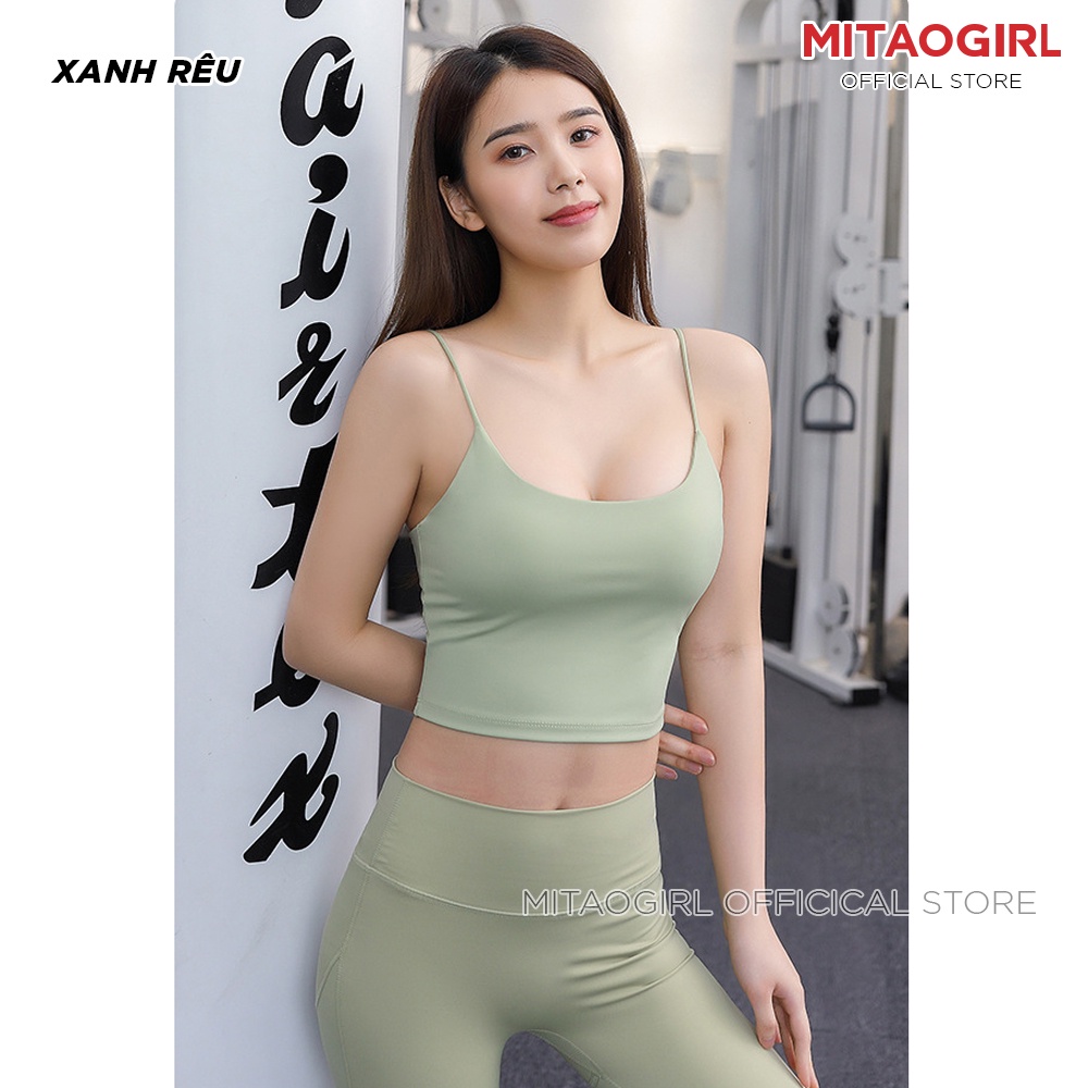 Áo bra tập gym yoga nữ MITAOGIRL kiểu áo 2 dây mảnh thể thao chất poly lạnh mút ngực tháo rời nâng ngực