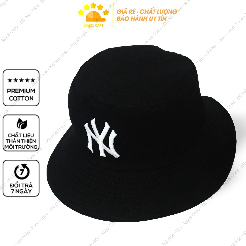 Mũ Bucket Nón Bucket Tai Bèo Nam Nữ NY Đen Vải Kaki new york yankees Unisex - Royal Caps