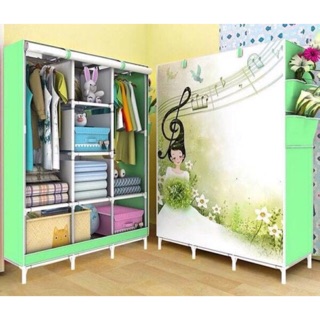 Tủ vải khung gỗ 3 buồng 8 ngăn cao cấp