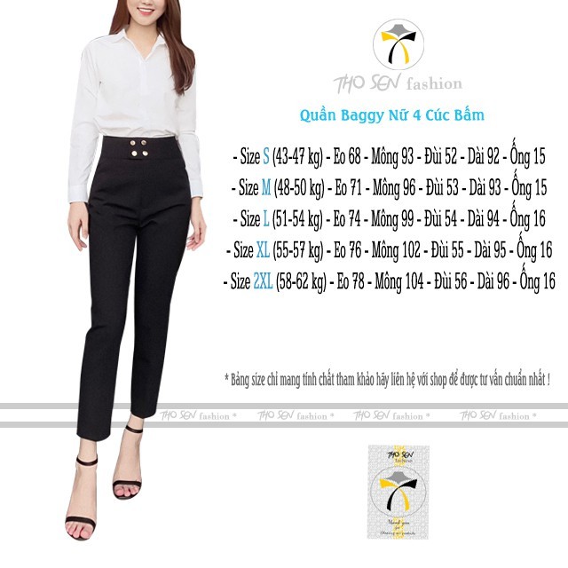 Quần Baggy Nữ Công Sở Chất Vải Vitex Cao Cấp, Quần Vải Nữ Cạp Cao, 4 Cúc Bấmi, Sang Trọng,Thanh Lịch
