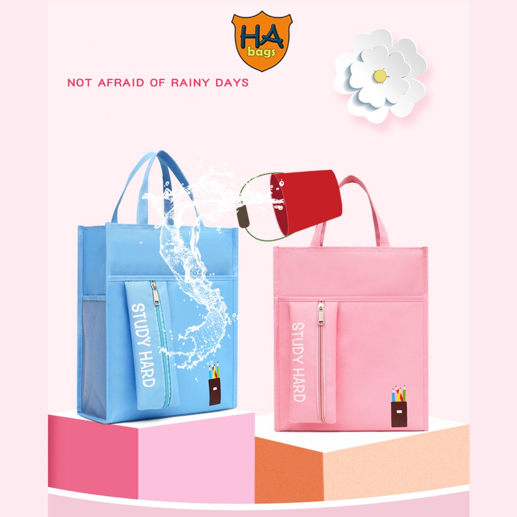 Túi đựng sách vở học phụ đạ, học hè HA1024 kích thước 34x28x11cm phù hợp khổ vở A4