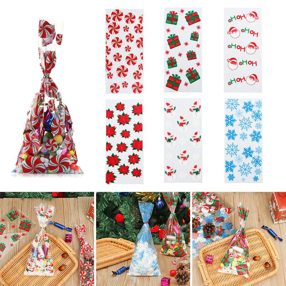 Set 1 / 100 Túi Nhựa Đựng Kẹo Giáng Sinh