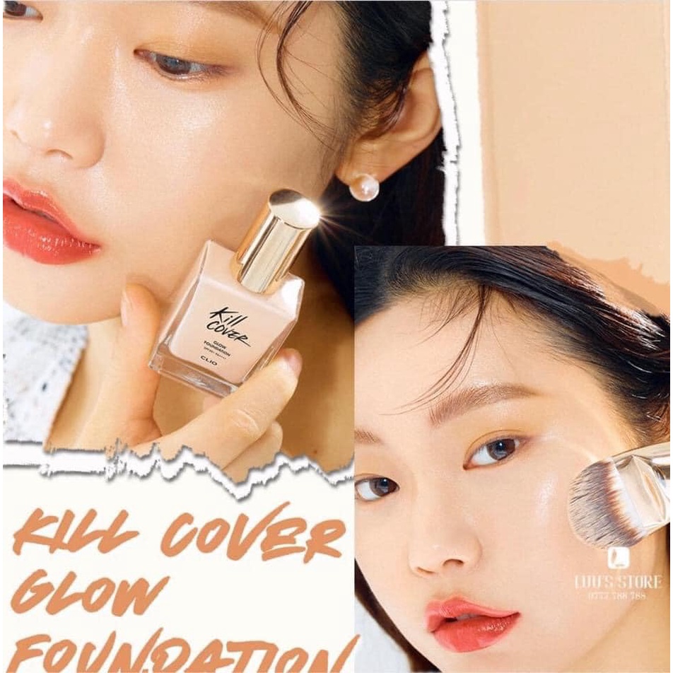 { Chuẩn Auth} Kem nền Clio Kill Cover Glow Foundation chai 15g chính hãng căng bóng mướt mịn Duyenbeautyshop