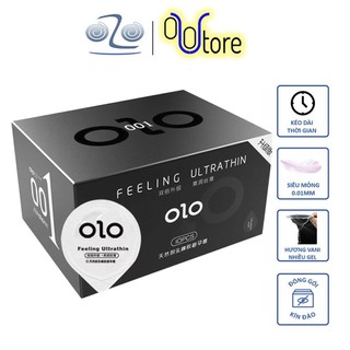 Bao cao su olo siêu mỏng 0.01mm hương vani hộp màu đen - hộp 10 bao