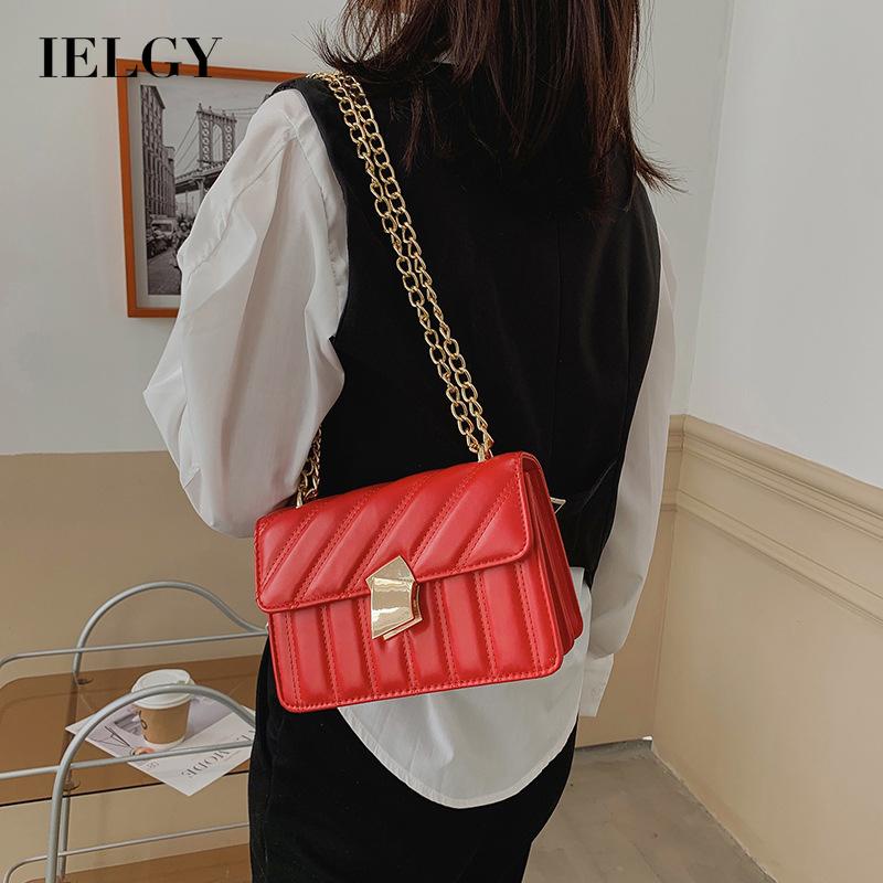 Túi Đeo Chéo Vai Có Khóa Thêu Hình Thoi Nhỏ Thời Trang Dành Cho Nữ