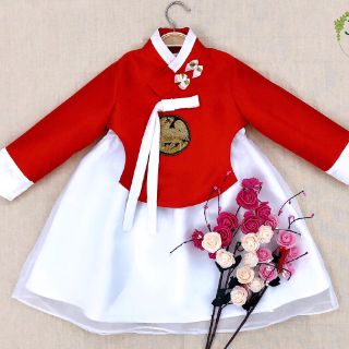 Váy hanbok đỏ cho bé
