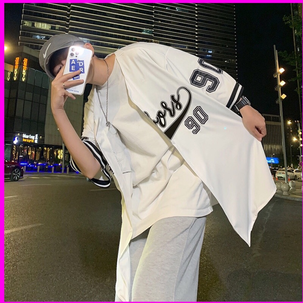 Áo sơ mi tay lỡ phong cách phong cách VDV bóng chày độc đáo 2021