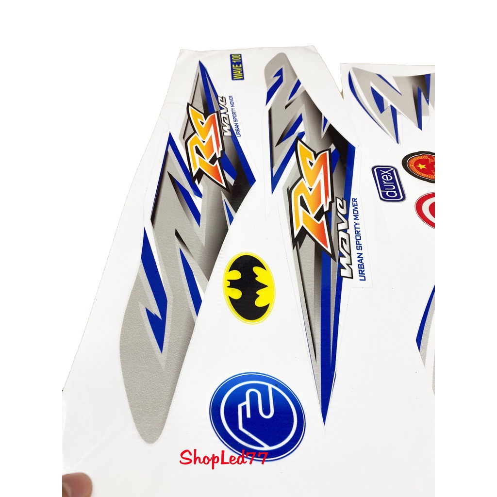 Tem rời WAVE ALPHA 50cc-100cc-110 Mẫu RS Màu Xanh Dương- Chống Bong Chống Phai Màu