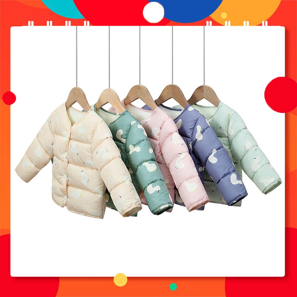 Áo phao xuất hàn lông vũ siêu nhẹ cho bé trai bé gái size 80-130cm