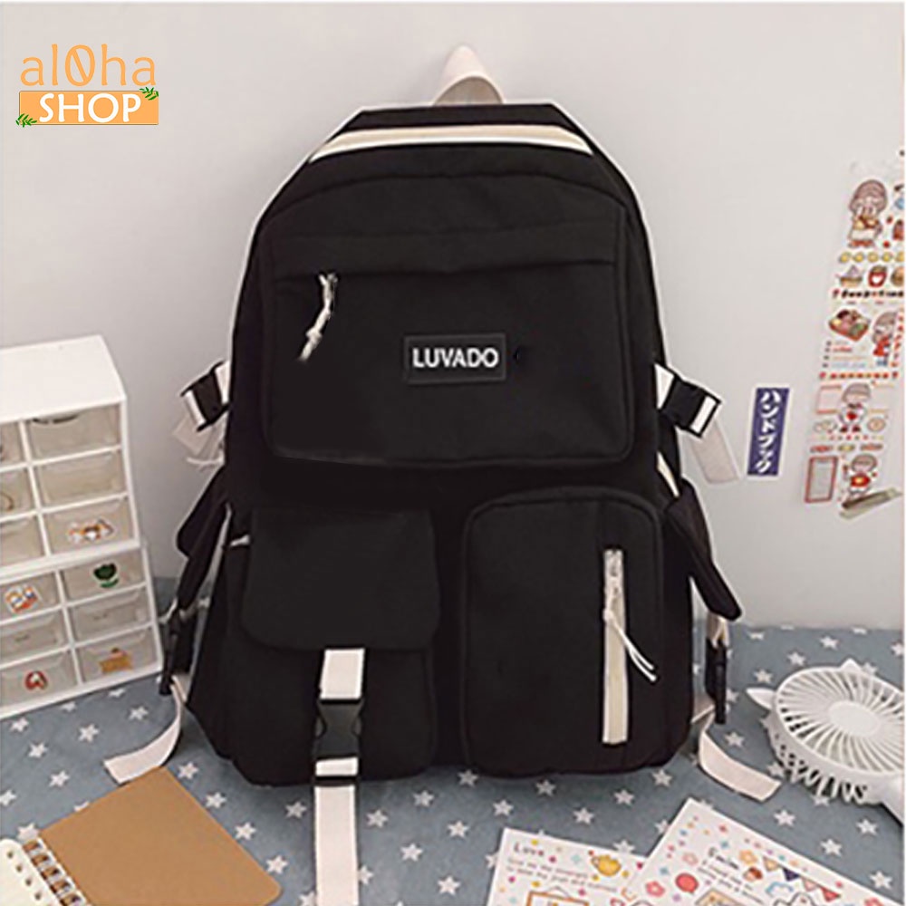 Balo - cặp sách Ulzzang nhiều ngăn đi học, đi làm, du lịch, đựng laptop B0175 Unisex nam nữ - al0ha Shop