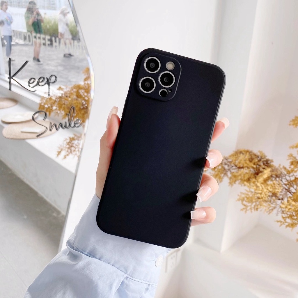 Ốp lưng Iphone 6 6s 7 8 Plus SE X Xs Max XR 11 11 12 13 Pro Max Viền vuông Mềm dẻo Màu trắng be đen Bảo vệ Cam chống sốc
