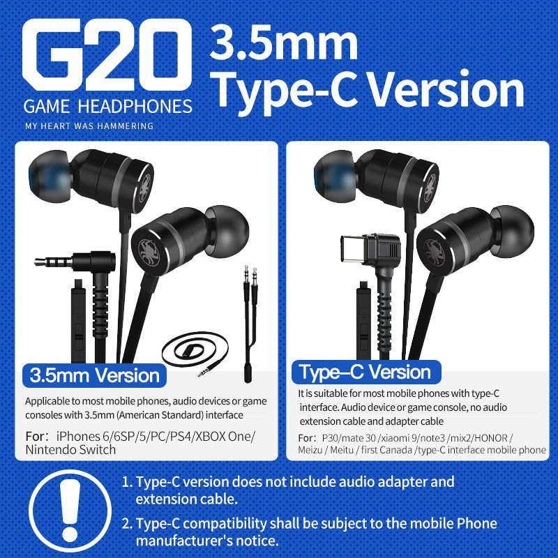 Tai Nghe Nhét Tai Chơi Game Plextone G20 Có Dây Kèm Mic 9 Màu Tùy Chọn Chất Lượng Cao