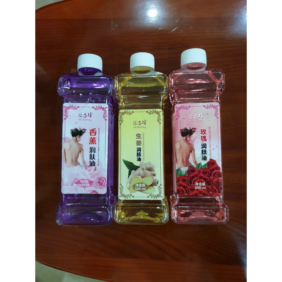 500ml Dầu massage body gừng, hoa hồng, lavender, oliu giá sỉ