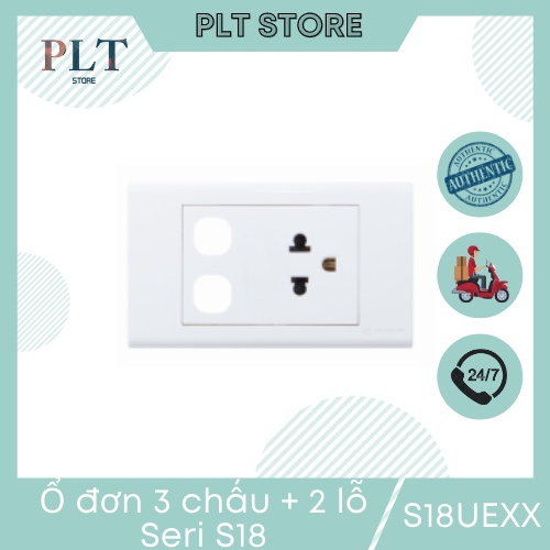 Ổ cắm 3 chấu 16A + 2 lỗ SINO S18UEXX dòng S18 ( 120x70 )