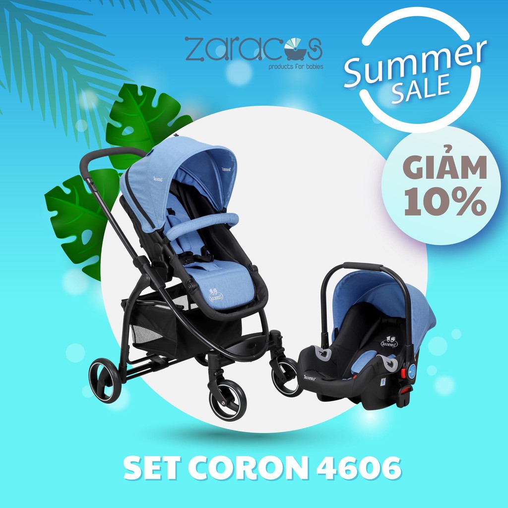 Bộ xe đẩy + nôi nằm ô tô - Zaracos Coron 4606 Blue