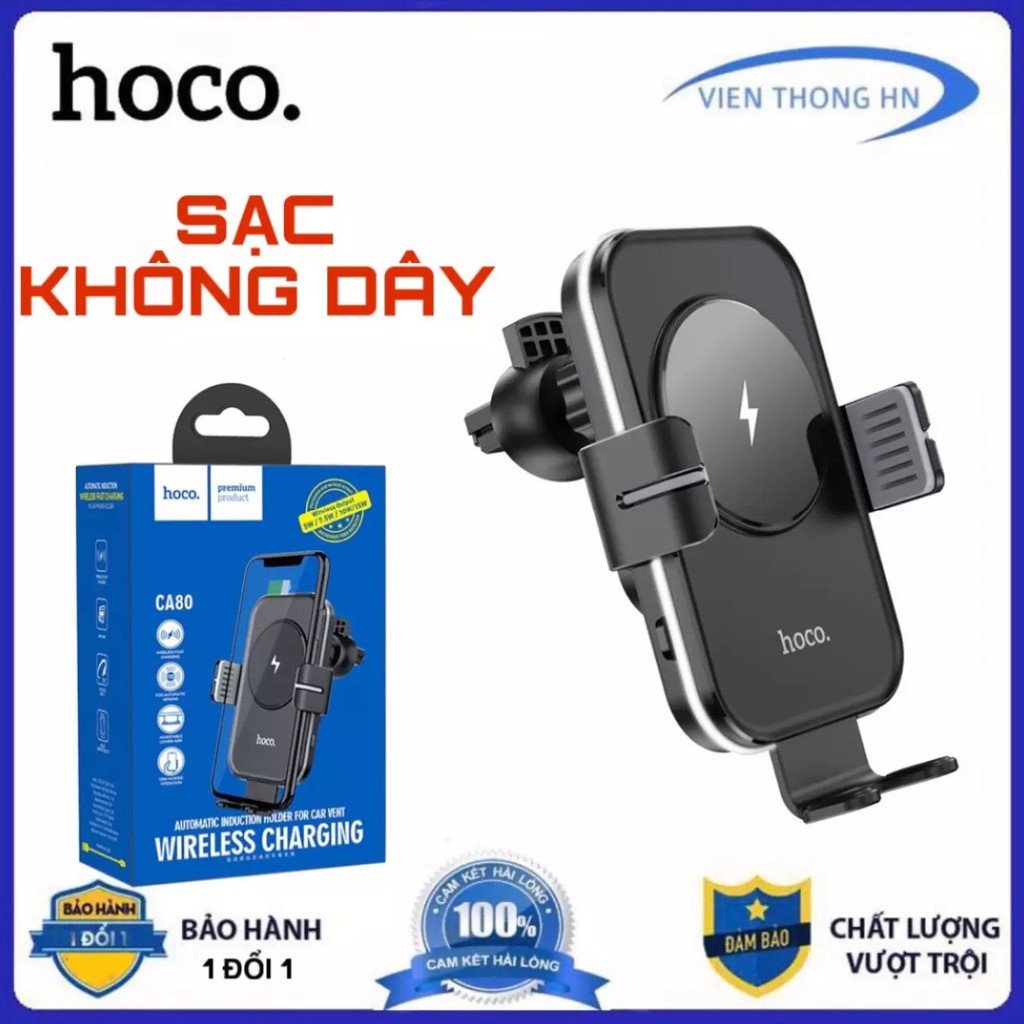 Giá đỡ điện thoại kiêm sạc không dây 15W trên oto xe hơi Hoco CB80 - vienthonghn