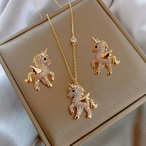 Bộ Vòng cổ + Bông Tai Đính Đá Hình Ngựa Pony Thời Trang 2023 Cho Nữ