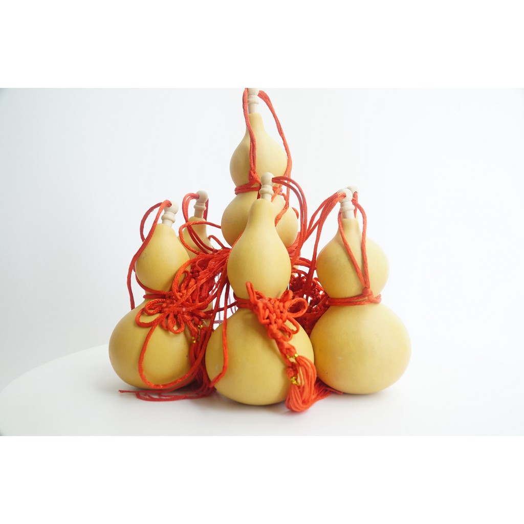 Bầu hồ lô phong thủy trắng tự nhiên có nắp dây đỏ may mắn | BigBuy360 - bigbuy360.vn