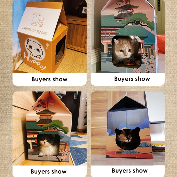 Hộp đồ chơi MASTI LI0252 dạng hở phong cách Nhật Bản cho mèo bốn mùa