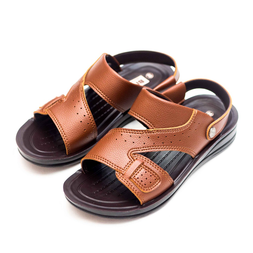 GIÀY SANDAL QUAI HẬU ĐẾ BẰNG NAM BITA'S - SUM.97 (ĐEN + NÂU + VÀNG BÒ) - BITAS