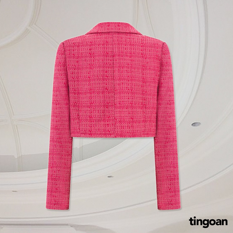 Áo khoác tweed crop cổ bẻ hồng tingoan PINK SWEET JACKET/PK