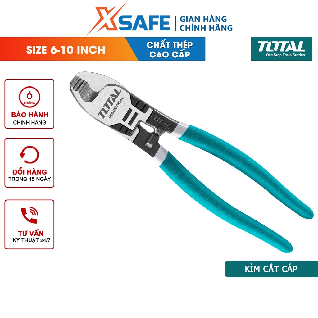 Kìm cắt cáp chuyên dụng TOTAL kềm thép Cr-V siêu cứng chống rỉ sét cong vênh cắt dây điện cáp kim loại sửa chữa cơ khí