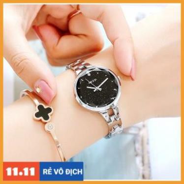 [Hàng chính hãng]  Đồng hồ nữ Kezzi kw1700 hàng chính hãng dây kim loại mặt kim tuyến