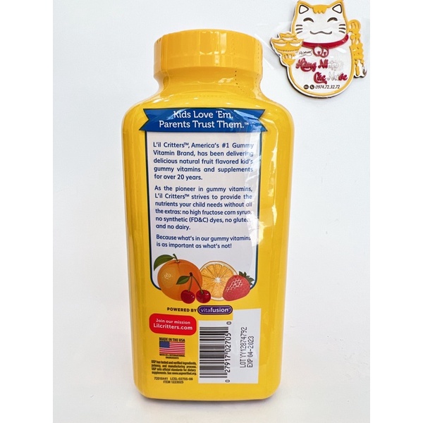 Kẹo gấu dẻo bổ sung vitamin gummy vites lil critters 300 viên mỹ