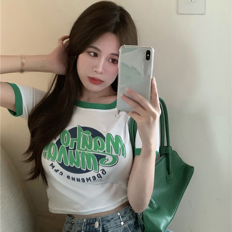 Áo Thun Croptop Ngắn Tay Dáng Ôm Thời Trang Mùa Hè Dành Cho Nữ