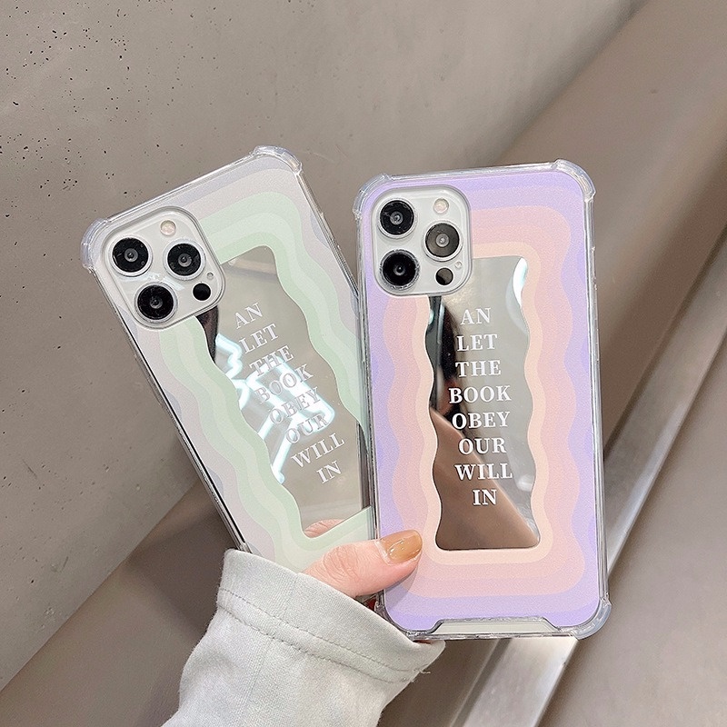 Ốp điện thoại tráng gương phối màu gradient cho iPhone13 ProMax 11 12