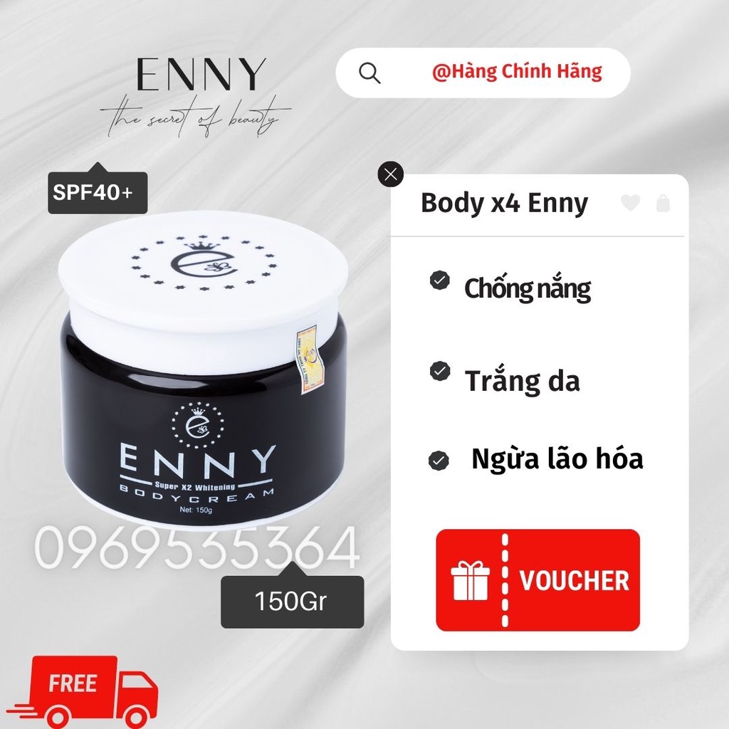 Kem Trắng Da Body X4 Enny, Kem Body Enny, Body x2, Body X4, Kem body nén enny