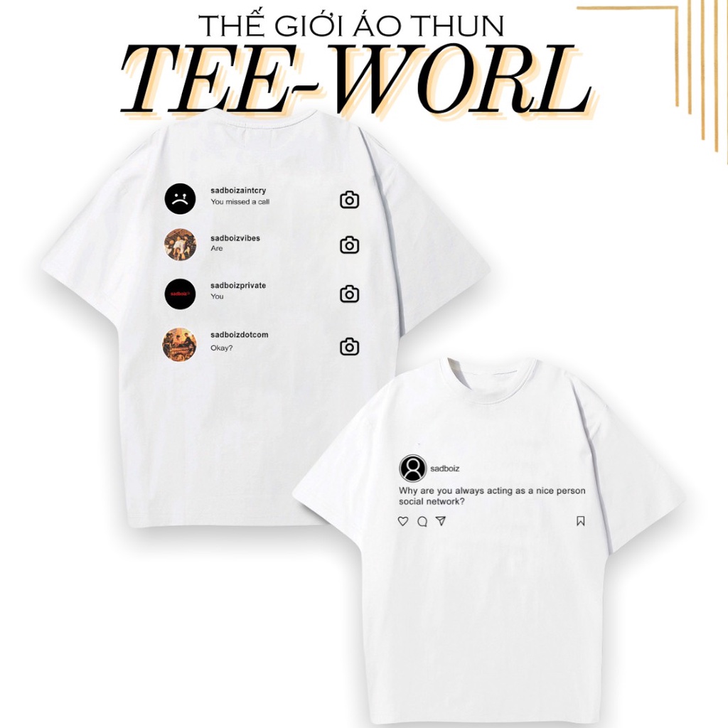 Áo thun tay lỡ unisex sad.boiz SADTAGRAM TEE - Áo phông nam nữ form rộng cho cặp đôi vải dày dặn, thoáng mát