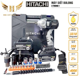 Máy Siết Bulong, Máy Vặn Vít HI.TA.CHI 198Vf - TẶNG 5 Đầu Khẩu - Không Chổi Than Đầu rỗng Bắt vít Khoan - 2 Pin