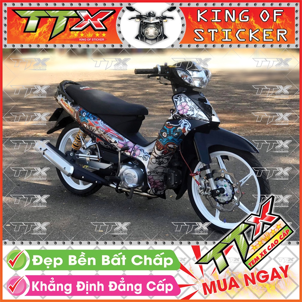 Tem Xe Sirius Đen Xám Bạc Quỷ Daruma - Tem Sirius Xám Đen Siêu Đẹp - Mẫu Team Sirius Đen Xám Bạc (s0