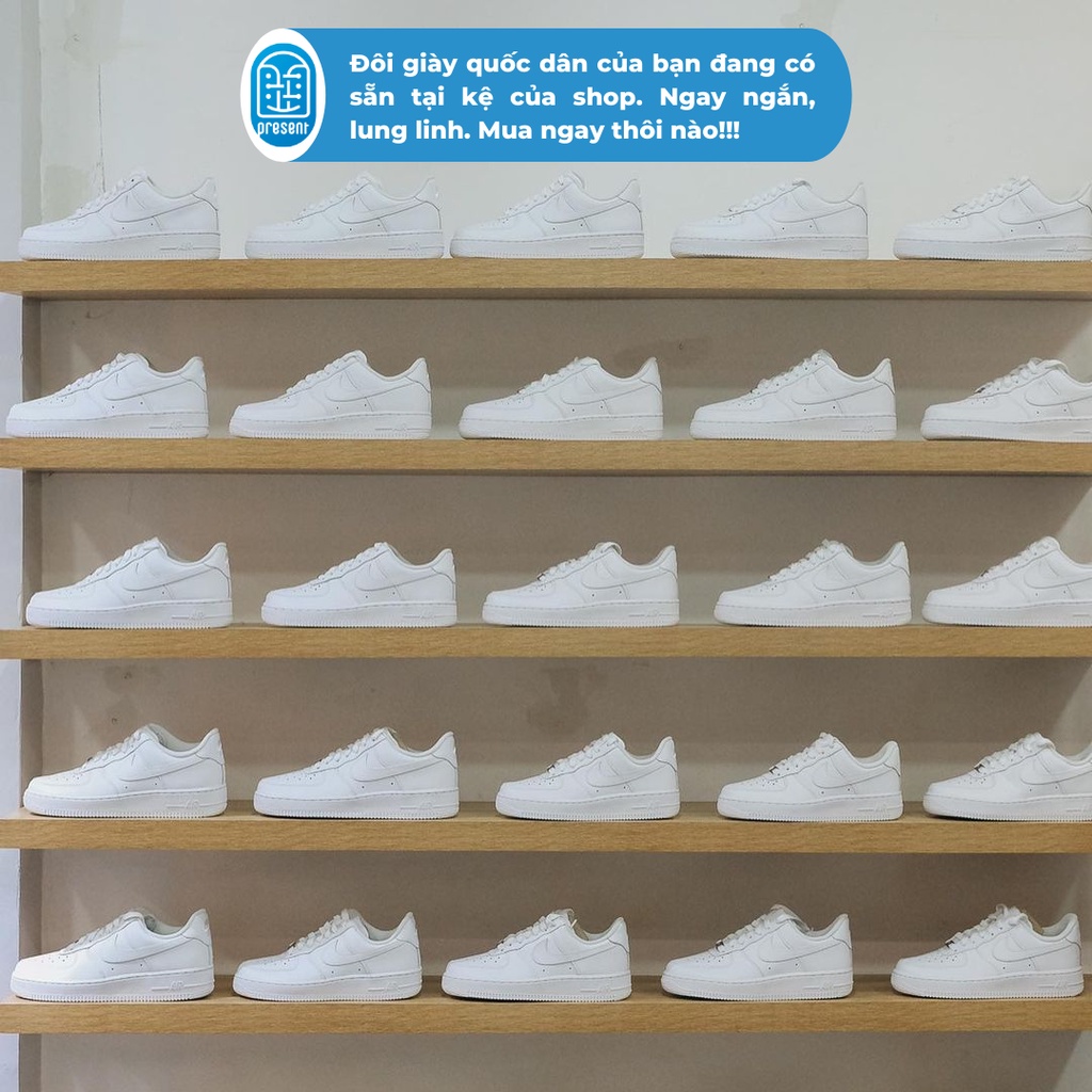 Giày sneaker Air Force 1 All White chính hãng cho nam nữ, AF1 trắng chính hãng thấp cổ, fullbox Present Original Sneaker | BigBuy360 - bigbuy360.vn