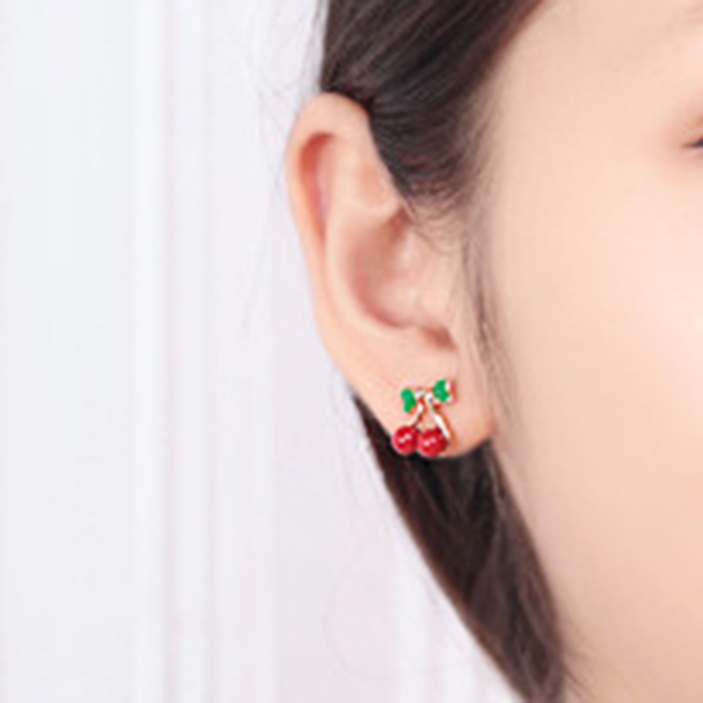 Bông Tai Kim Loại Hình Quả Cherry Mini Xinh Xắn