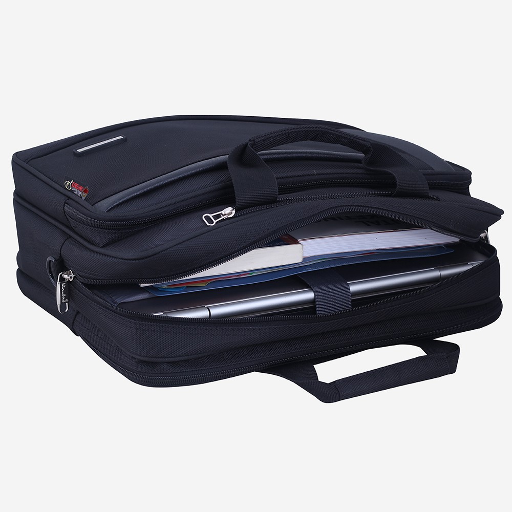 Cặp laptop, cặp laptop 14 inch đa năng, cặp đa năng có quai đeo balo, dây đeo chéo Kim Long KL14 đen | BigBuy360 - bigbuy360.vn