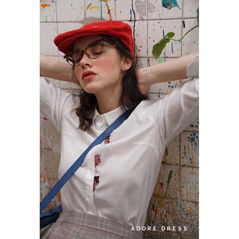 [PASS] Áo sơ mi thêu hoạ tiết mèo Adore Dress