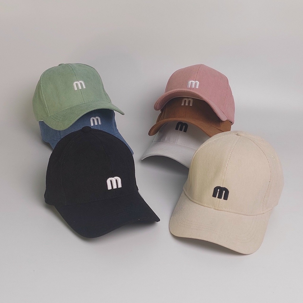 Mũ lưỡi trai ❤️ Nón kết thêu chữ M chất Nhung Tăm cao cấp form unisex nam nữ 206