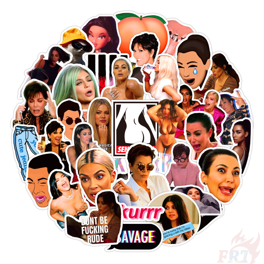 Set 50 miếng dán Kardashians Series 02 chương trình truyền hình thực tế về người nổi tiếng trên Internet cho vali
