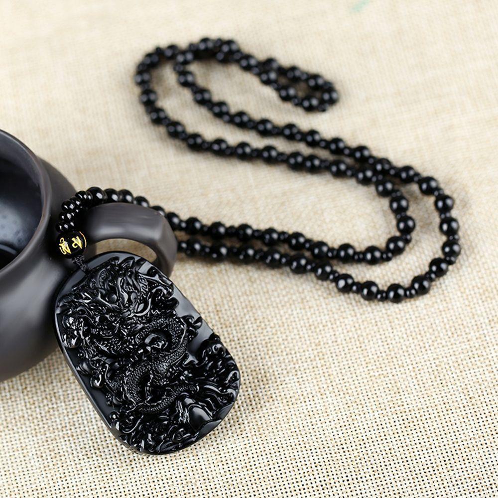 LILYES Vòng cổ Mặt Đá Obsidian Tự Nhiên Độc Đáo Thời Trang Cho Nữ