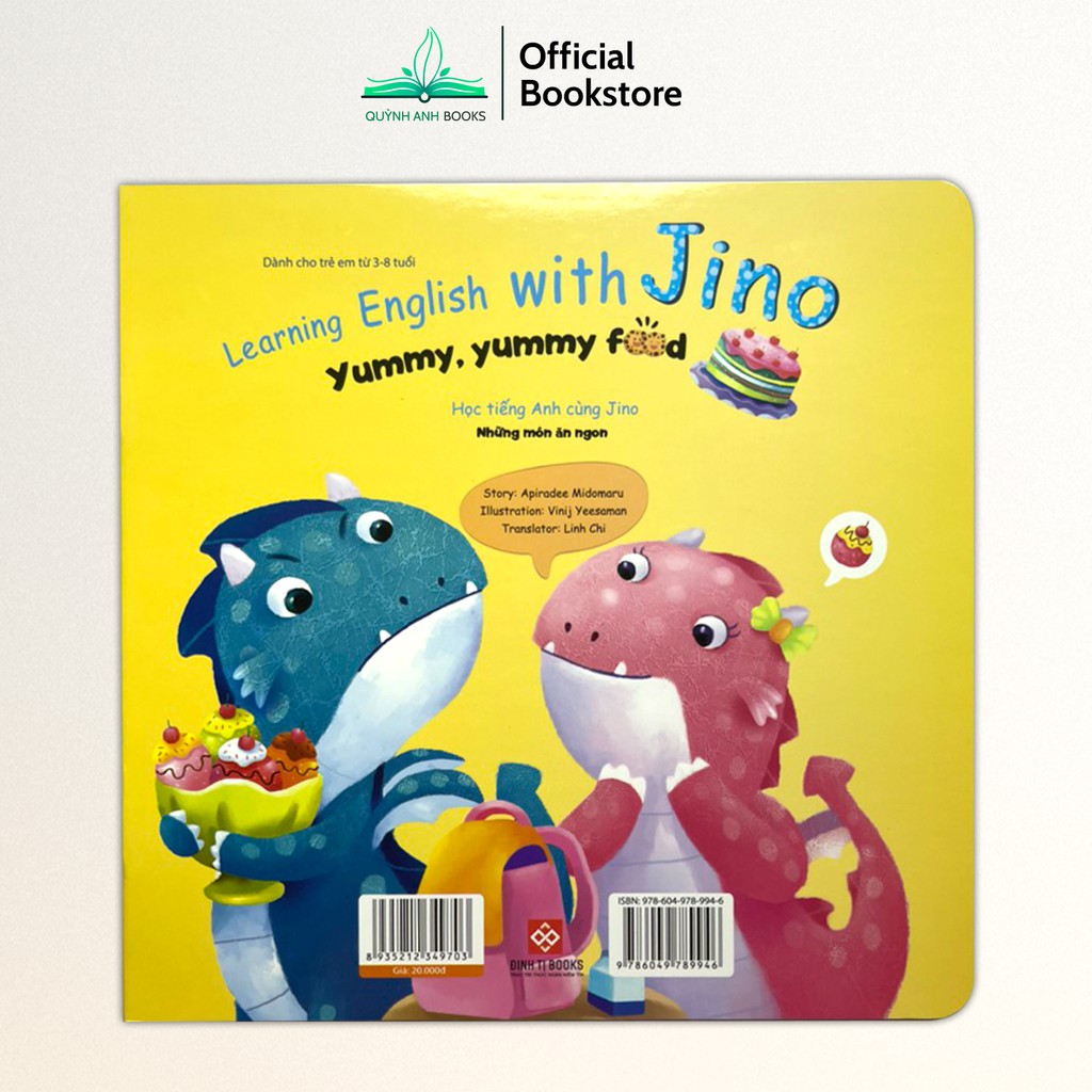 Sách - Học tiếng anh cùng Jino nhiều chủ đề cho bé từ 3-8 tuổi (Bộ 4 quyển) - NPH Đinh Tị