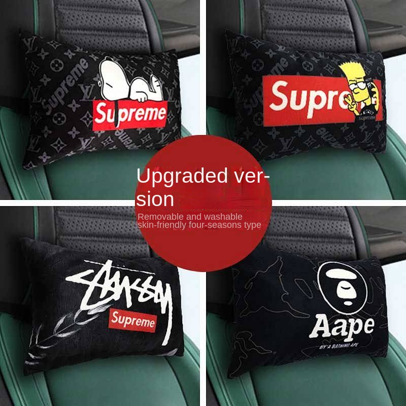 Automotive Headrest Car Neck Pillow Pair Cartoon Lumbar Support Pillow Car Driver Seat Cervical Pillow Headrest Neck Pillow Car uY9A