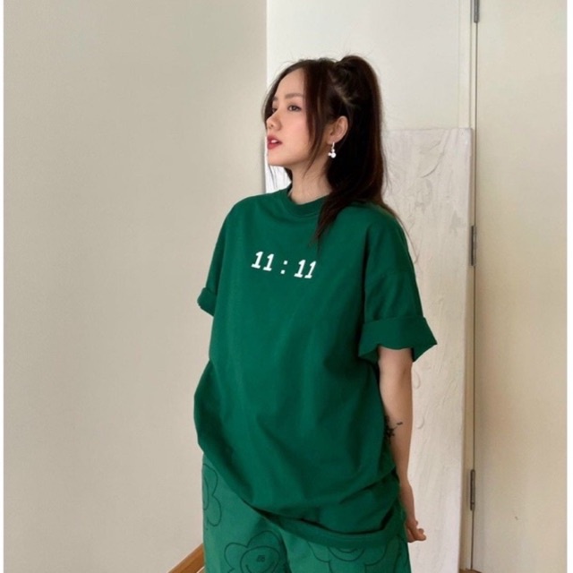 Áo Thun Xanh Lá in Pet LA 11:11 YOUNG GREEN tay lỡ form rộng unisex,Áo phông xanh lá nam nữ Cotton phong cách Ulzzang
