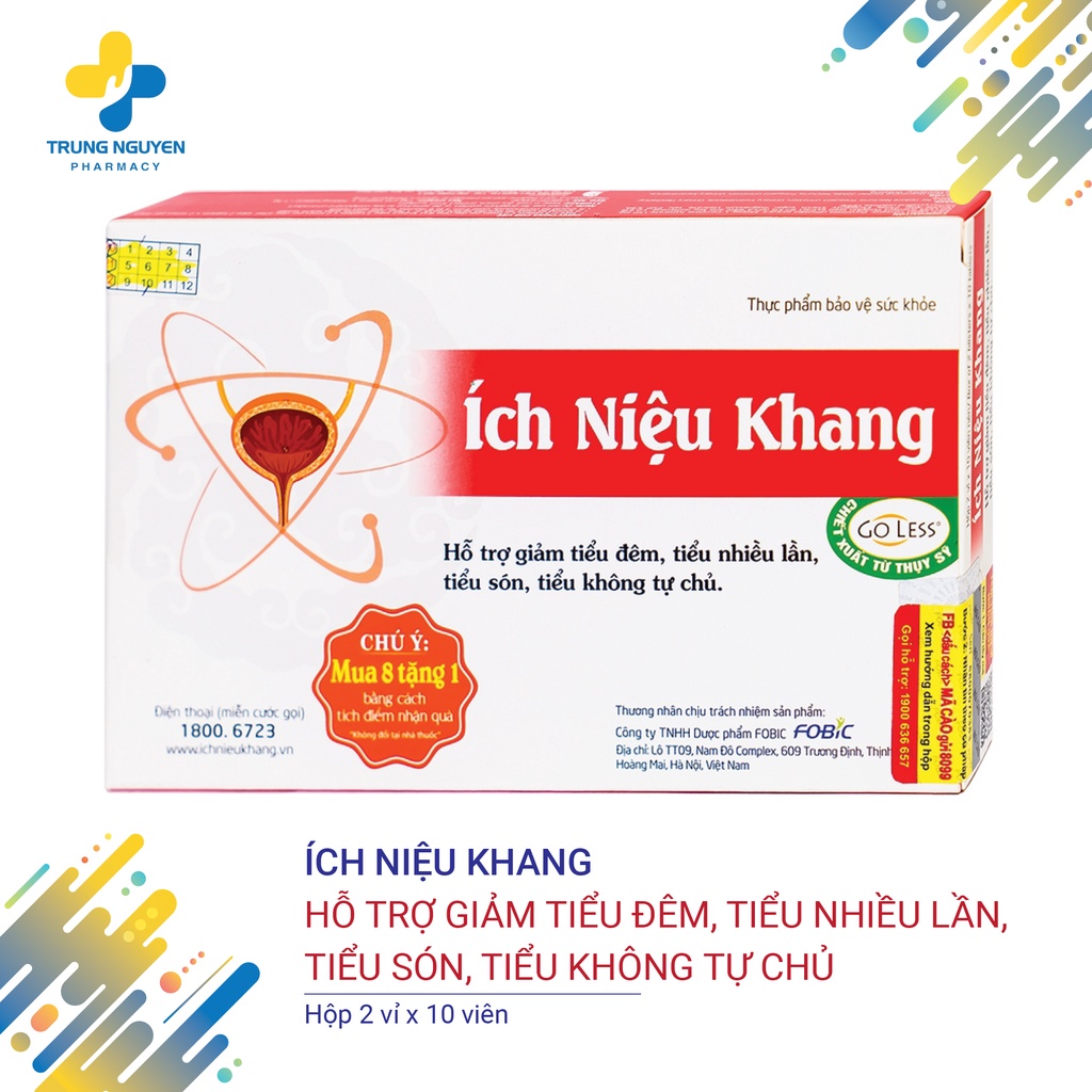 Ích Niệu Khang - Hỗ trợ tiểu đêm, tiểu nhiều lần, tiểu són, tiểu không tự chủ - Hộp 20 viên