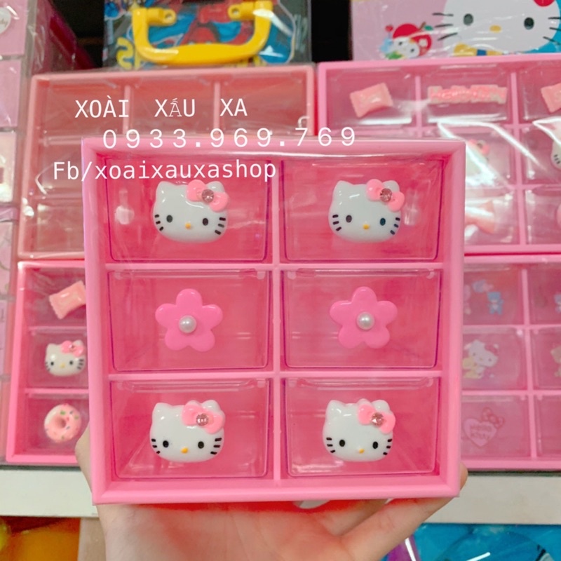 tủ nhựa mini 6 ô hình mèo hello kitty ( 12*12*12cm )
