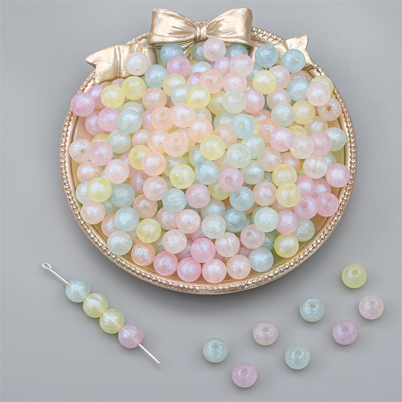 Hạt xỏ lỗ tròn chất liệu nhựa acrylic 8mm màu cầu vồng dành cho làm trang sức thủ công