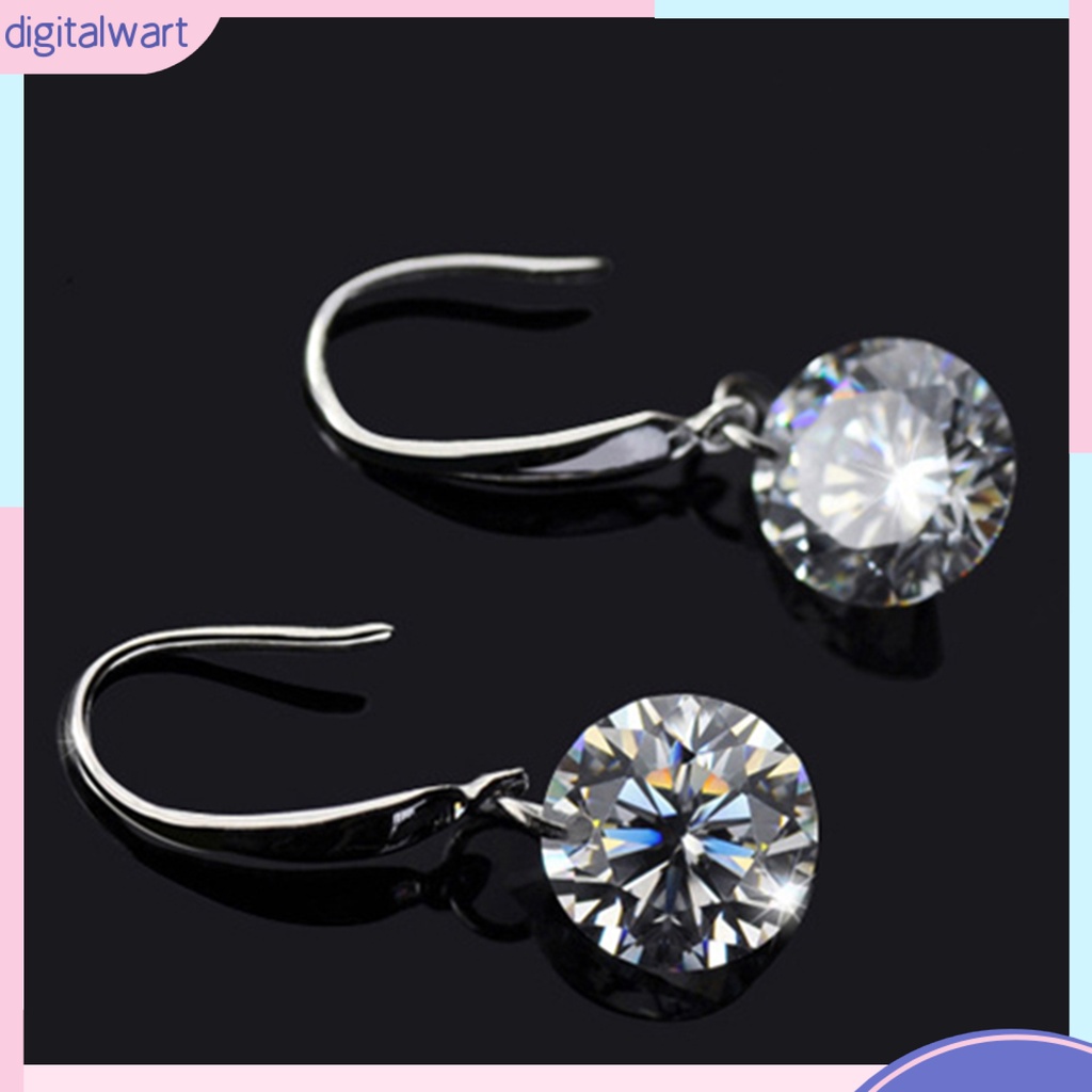 Cặp khuyên tai mạ bạc mặt tròn đính đá zircon sang trọng trẻ trung dành cho nữ