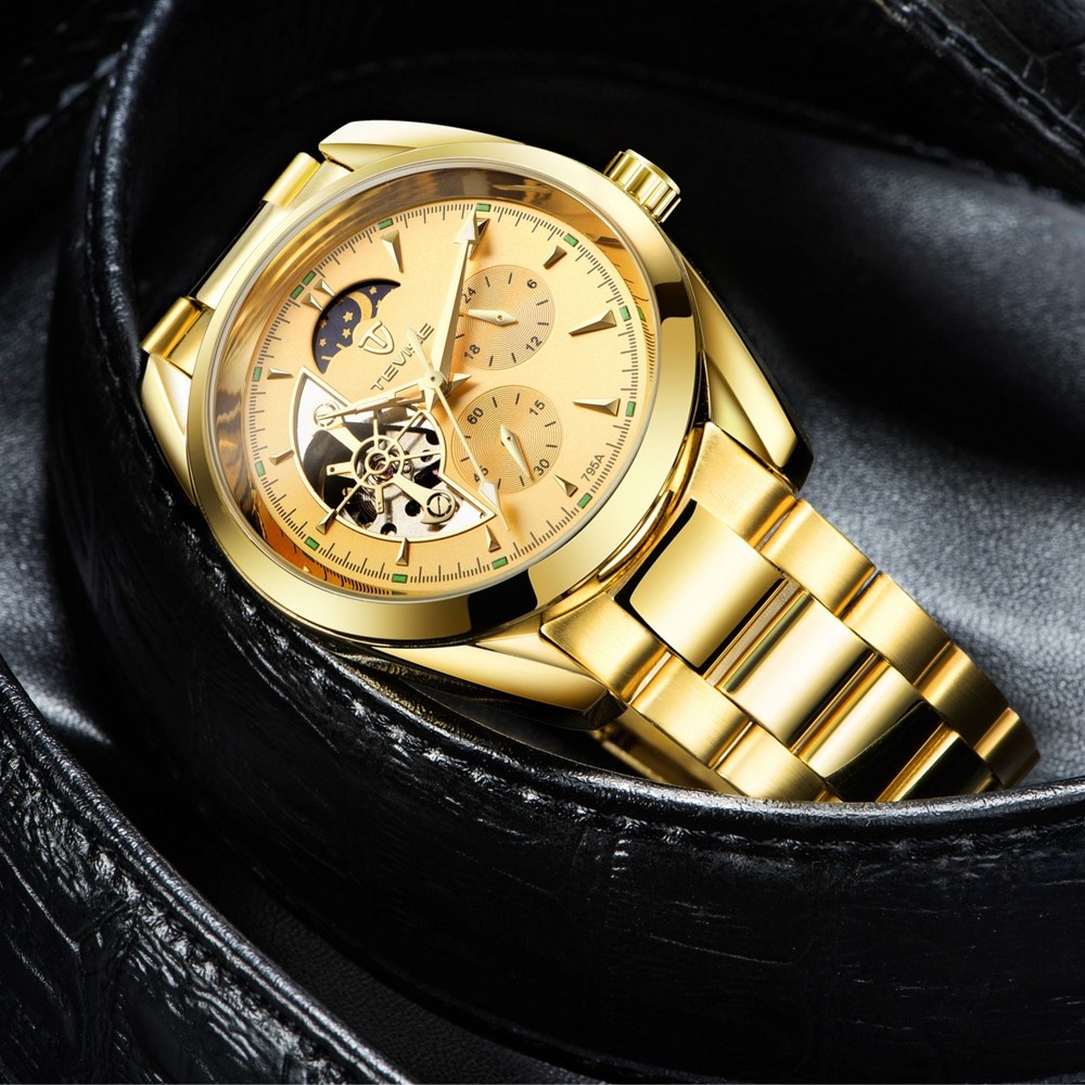Đồng hồ cơ nam Tevise 795A chạy full kim dây kim loại (Full Gold) | BigBuy360 - bigbuy360.vn