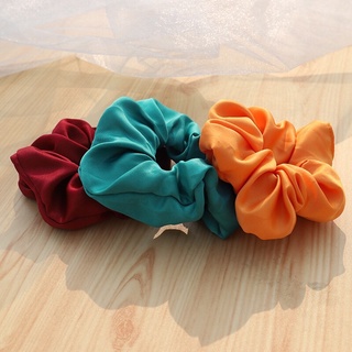 [ Size Lớn ] Scrunchies Dây Cột Tóc Trơn Vải Lụa Mềm Mịn